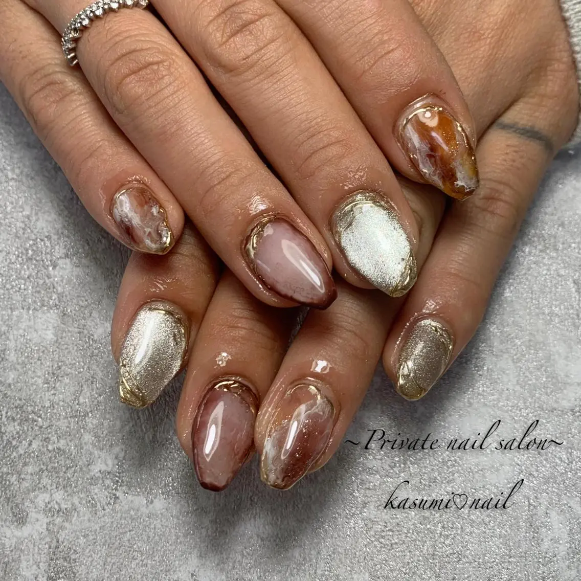 ネイル マグネットネイル ミラーネイル ニュアンスネイル 春ネイル KASUMI♡ Nailのネイルデザイン