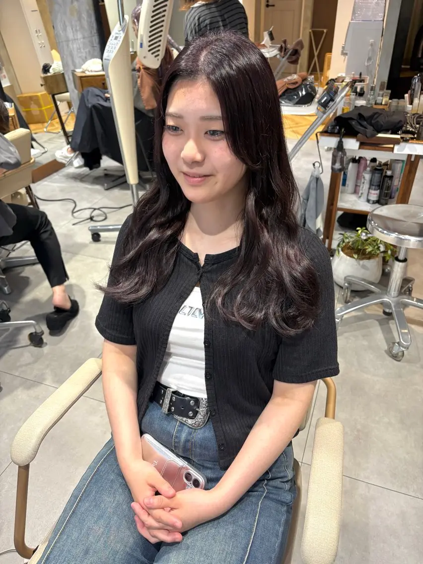 ミディアム 顔周りカット カット ヘアカラー 相宮 優羽のヘアスタイル