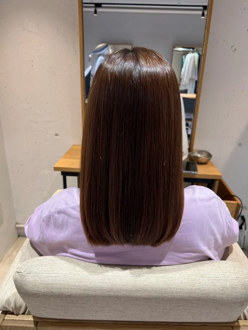 セミロング パーマ 縮毛矯正 ブルームヘアデザイン かこ。のヘアスタイル