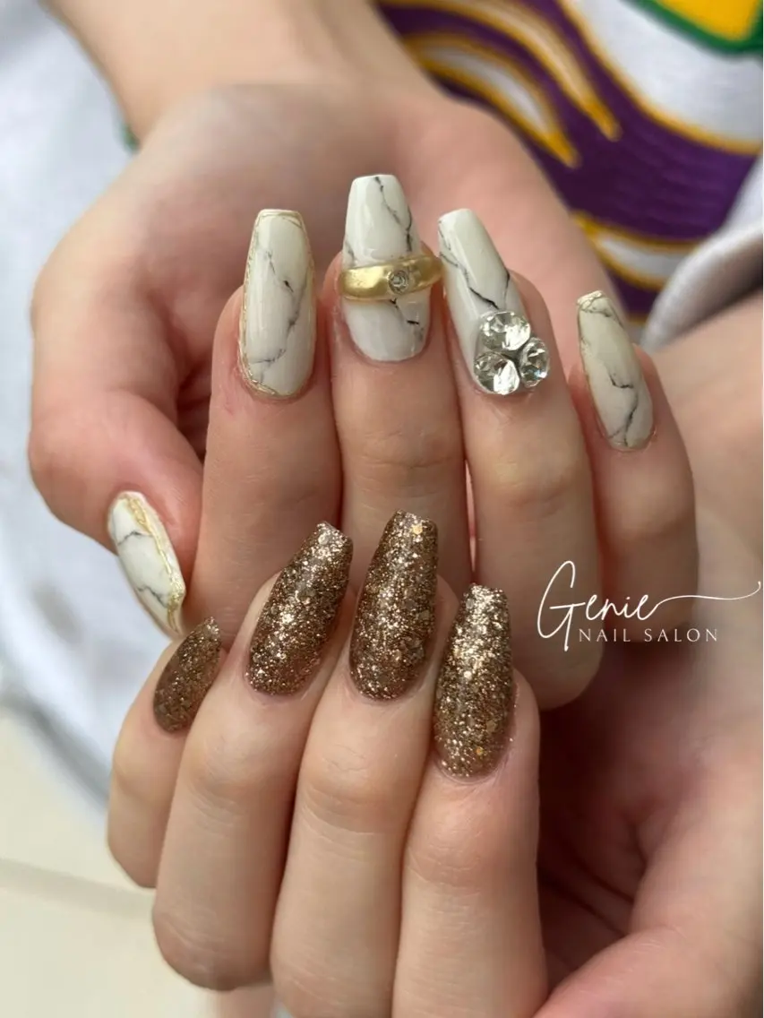 ネイル 大理石ネイル(マーブル) ニュアンスネイル ハンドネイル Nail salon Genieのネイルデザイン
