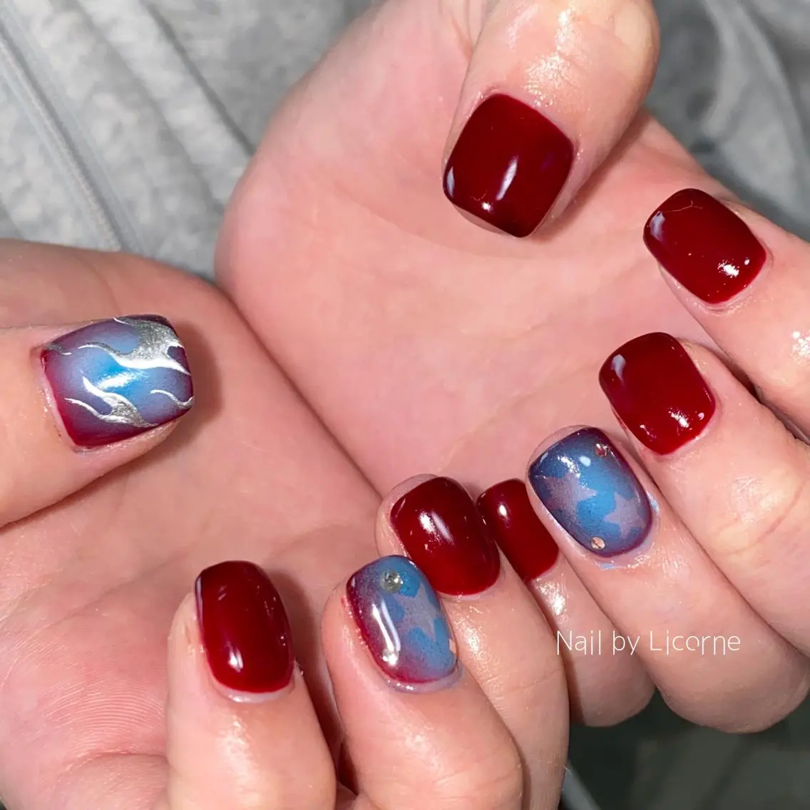ネイル アートネイル オーロラネイル フレンチネイル 氷ネイル・うるうるネイル マグネットネイル ハンドネイル Nail by Licorneのネイルデザイン