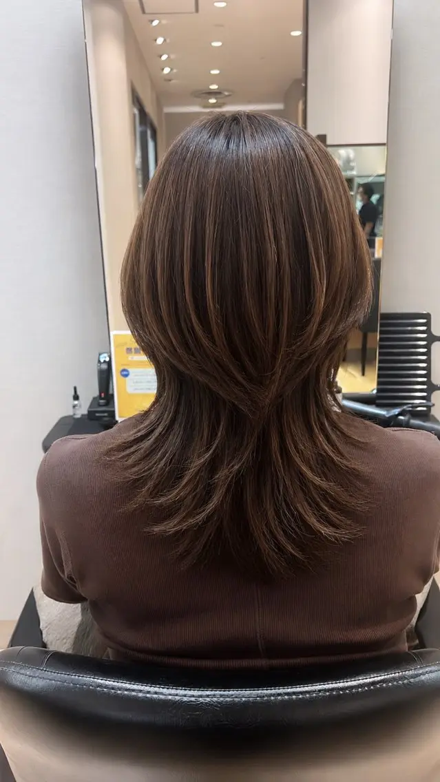 ミディアム くびれヘア ハイレイヤー レイヤーカット 岡﨑 怜奈のヘアスタイル