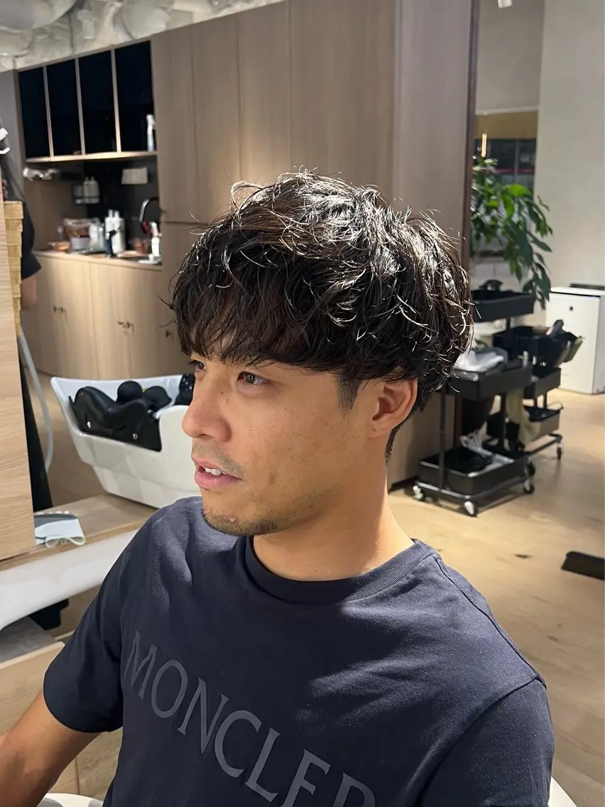 ショート パーマ メンズ カット パーマ 梅田茶屋町メンズ 専門美容師 山元一平のヘアスタイル