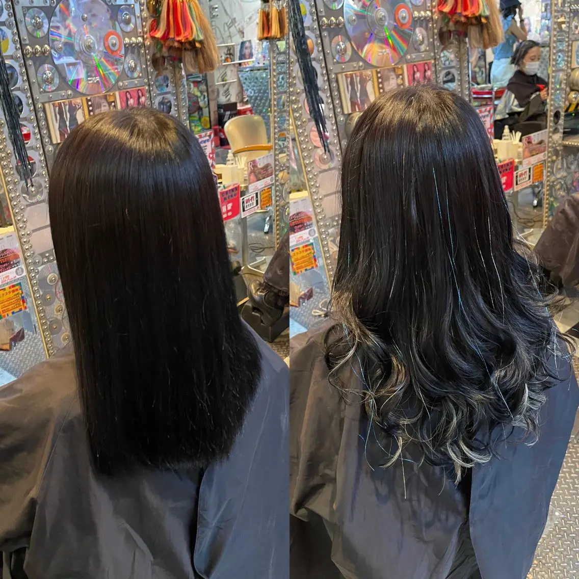 ロング カラー ヘアアレンジ ブルーカラー インナーカラー シルバー エクステ 🌈派手髪エクステ ブレイズ🌈ひろとのヘアスタイル