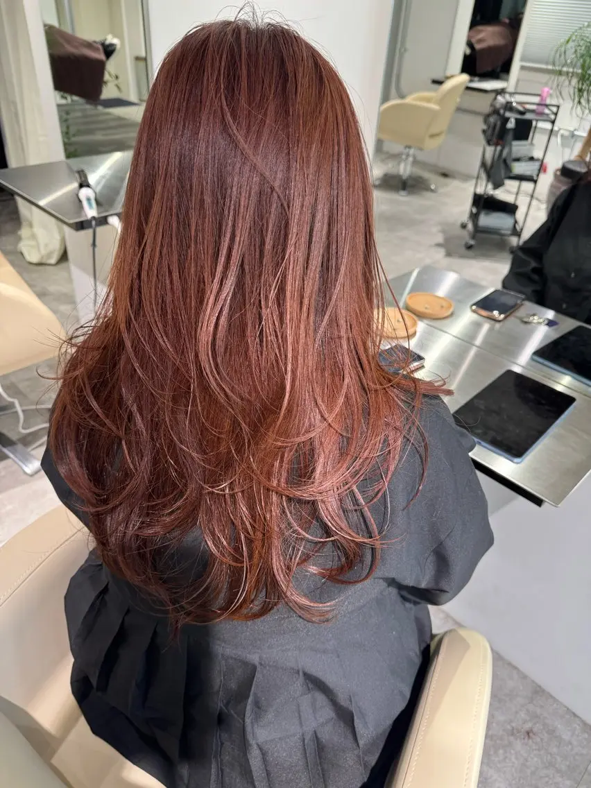 ロング カラー ハッシュカット 髪質改善 レイヤーカット カット ヘアカラー トリートメント 夜23時まで予約🉑 reverieあきらのヘアスタイル