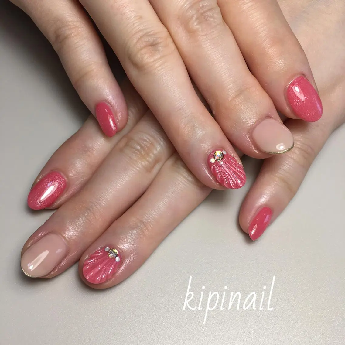 ネイル アートネイル フレンチネイル ストーンネイル ハンドネイル kipinail 川﨑えりかのネイルデザイン