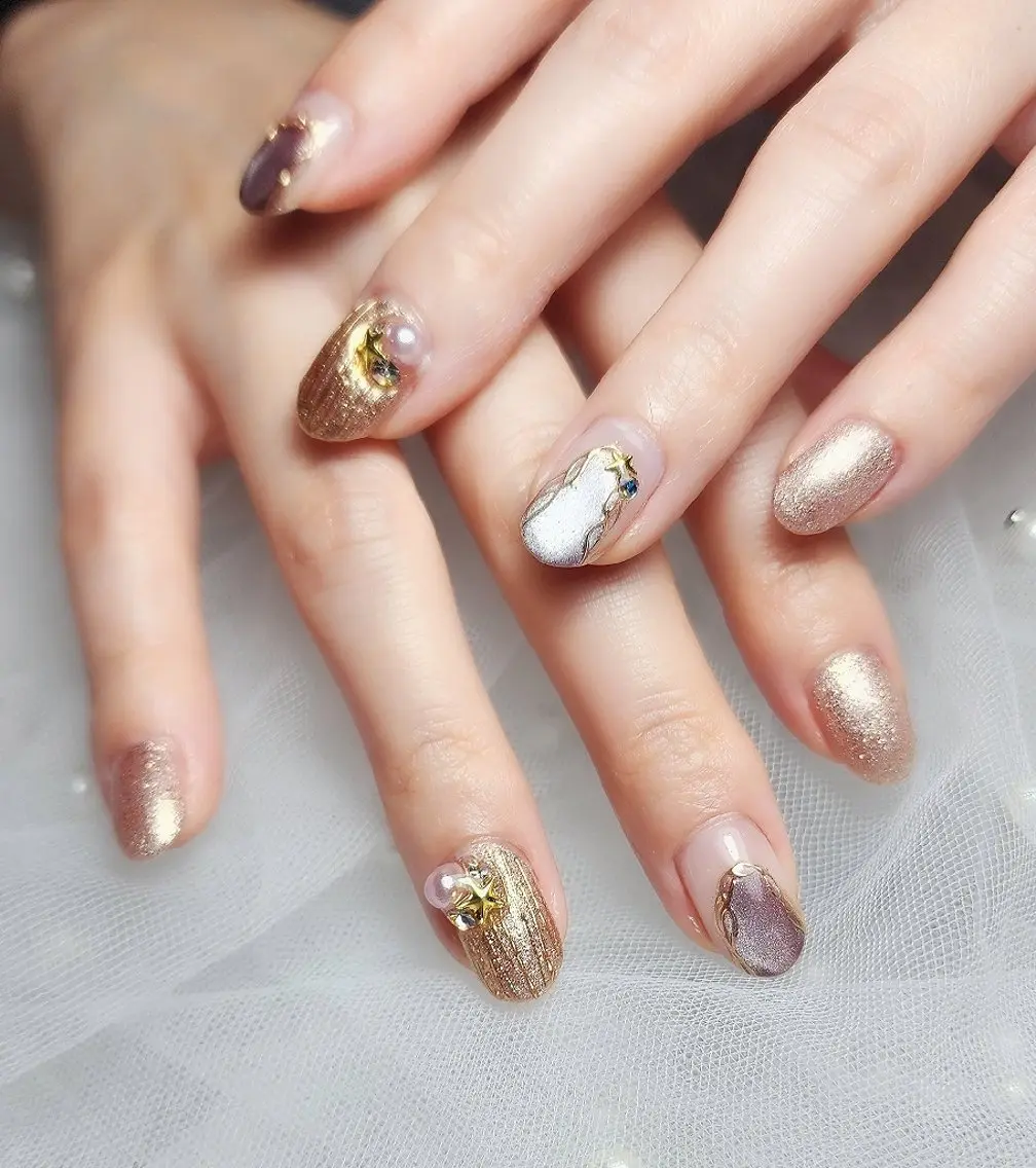 ネイル ゴールド パープル ハンドネイル Ver Nails.のその他イメージ