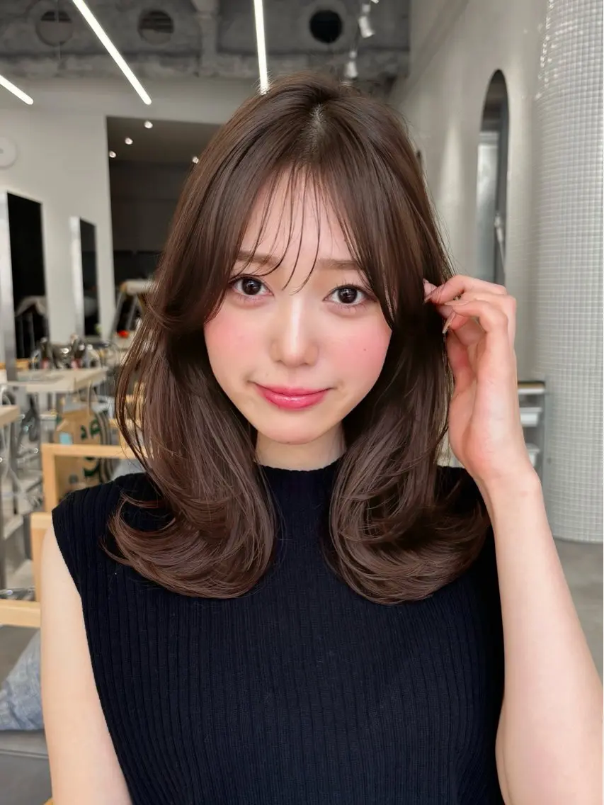 ミディアム カラー カット ren ボブロブ/ミディアムのヘアスタイル