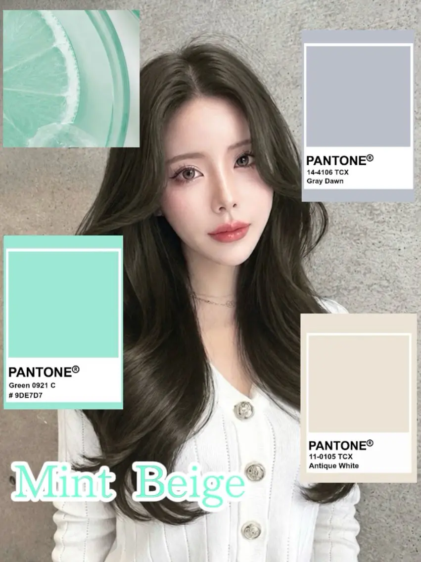 ロング カラー ベージュカラー 透明感カラー ミント ミントベージュ カット ヘアカラー トリートメント ブリーチなしダブル ミント/透明感/韓国のヘアスタイル