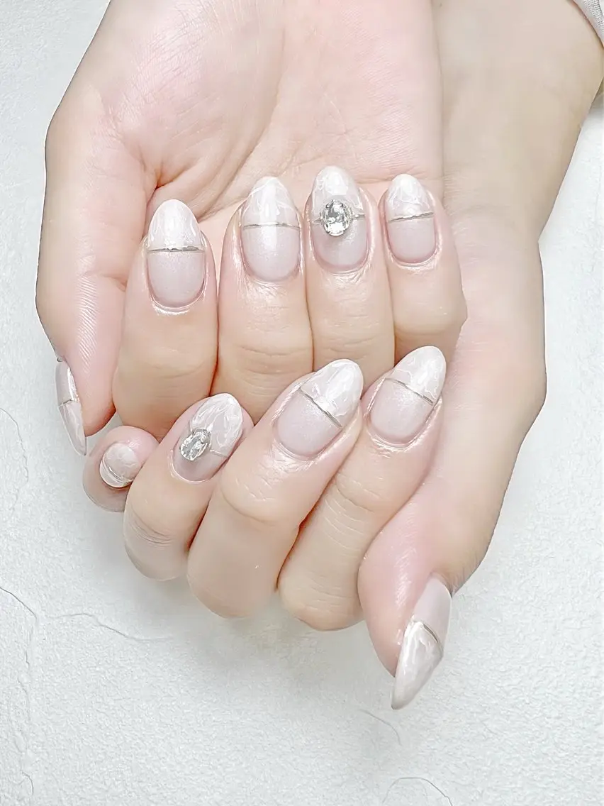 ネイル ミラーネイル オフィスネイル シンプルネイル rouse nail RISATOのネイルデザイン