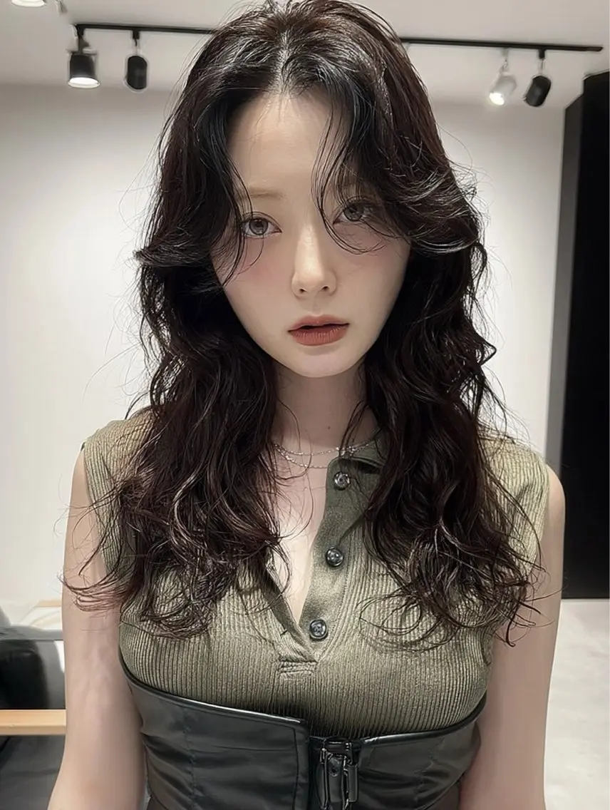 ミディアム パーマ ミディアムパーマ 髪質改善 韓国風ヘア 縮毛矯正 ストレートパーマ カット パーマ 西 優衣奈のヘアスタイル