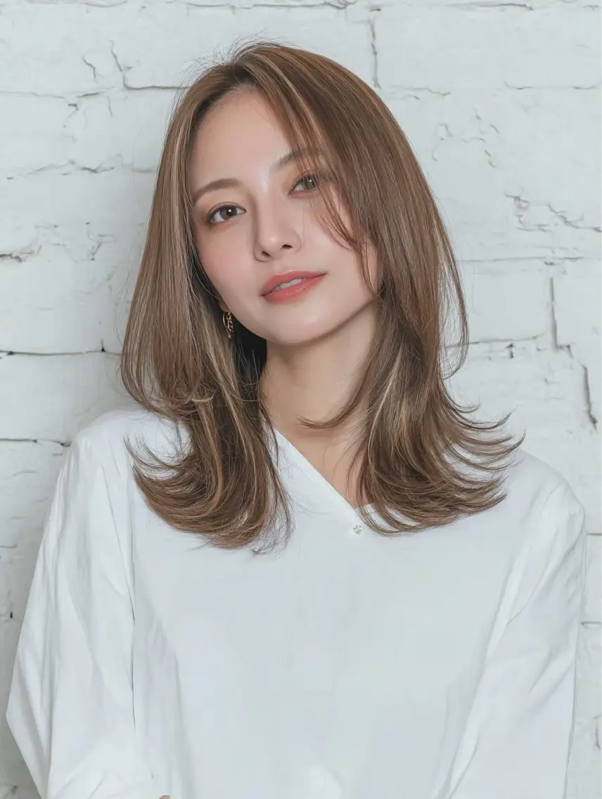 セミロング カット ヘアカラー 大木 光明のヘアスタイル