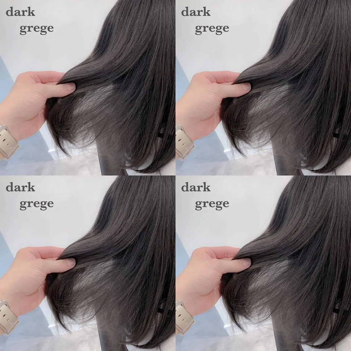 セミロング カラー ブリーチ ダークグレー ダークグレージュ グレージュ ブリーチなしカラー navile原宿 yumaのヘアスタイル