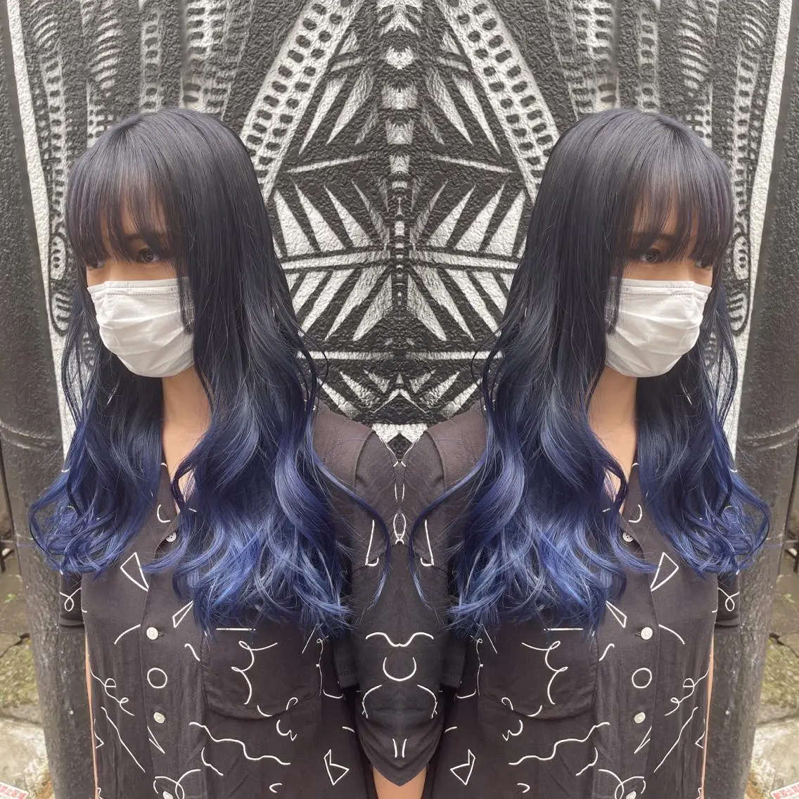 ロング カラー ヘアアレンジ アッシュ ブリーチ ブルーカラー ブルーアッシュ ケアブリーチ 🌈派手髪エクステ ブレイズ🌈ひろとのヘアスタイル