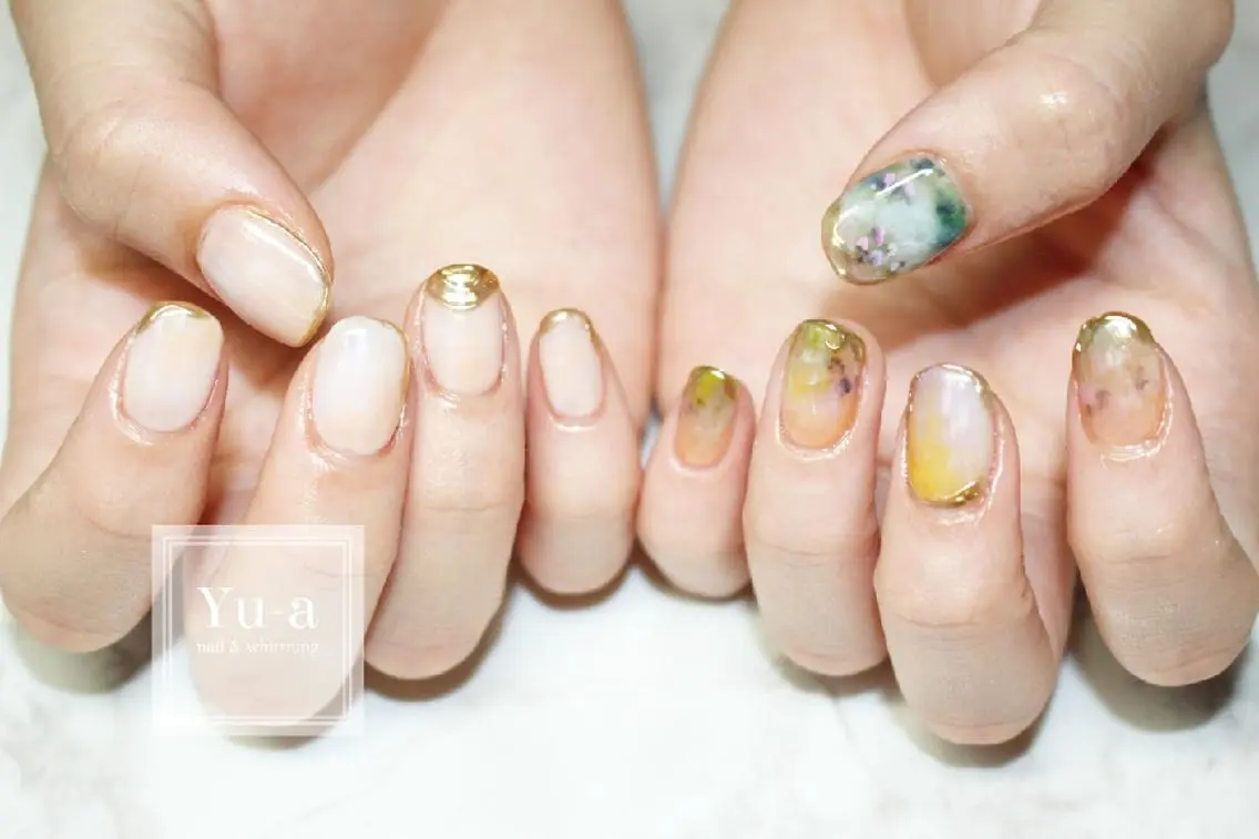 ネイル ミラーネイル ニュアンスネイル ホワイト yu-a☆   柏ネイルのネイルデザイン