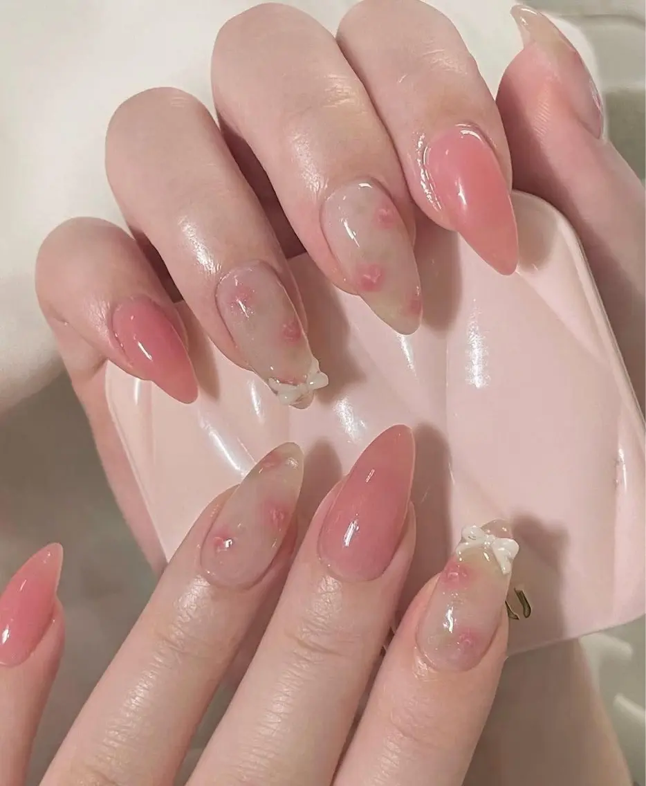 ネイル ボルドー チークネイル 長さ出し フレンチネイル ジェルネイル ハンドネイル VANI Belle Nailのネイルデザイン