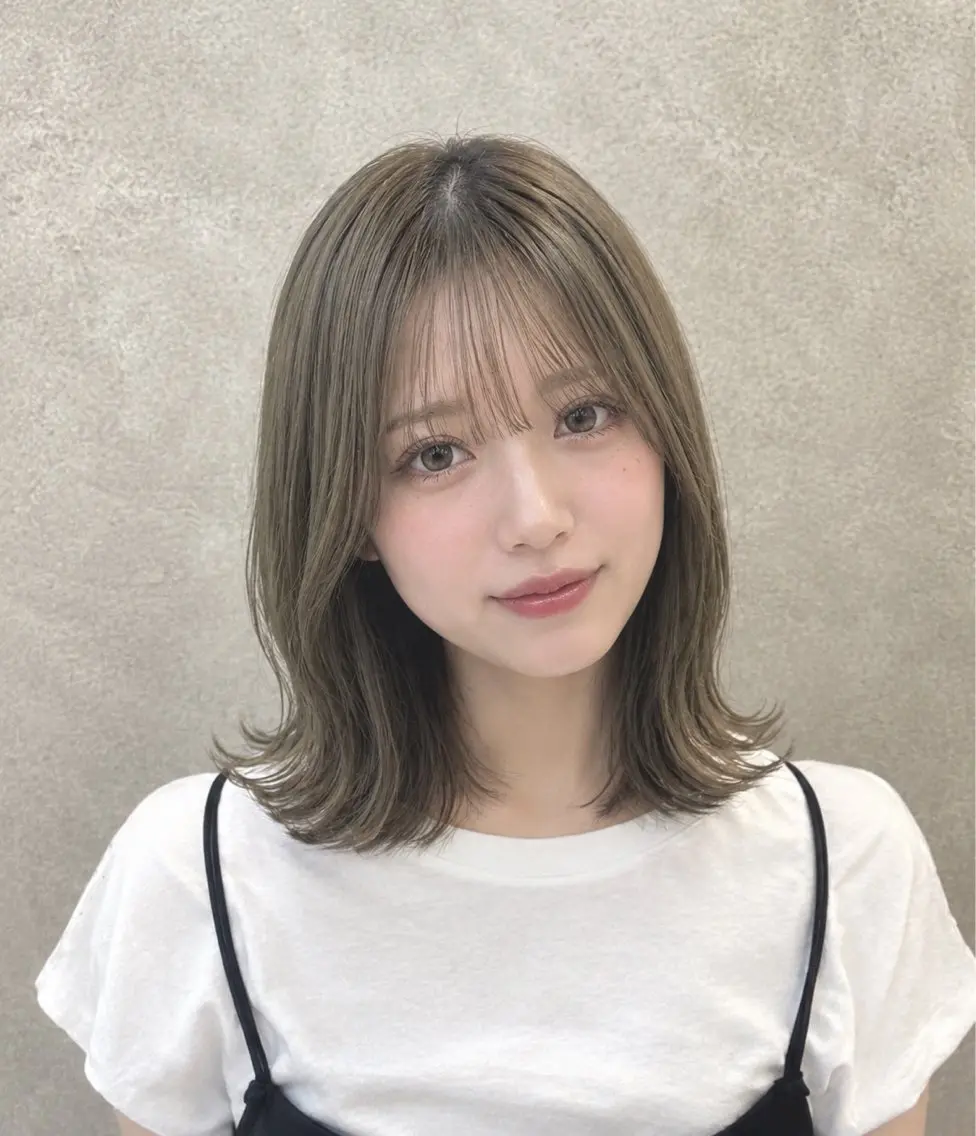 ミディアム カラー 透明感カラー ダブルカラー グレージュ オリーブグレージュ オリーブグレー ヘアカラー トリートメント 【enil代表】 杉林和哉のヘアスタイル