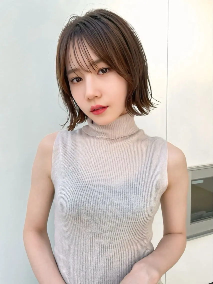 ショート カット 縮毛矯正/小顔前髪 ボブ　秋本凌汰のヘアスタイル