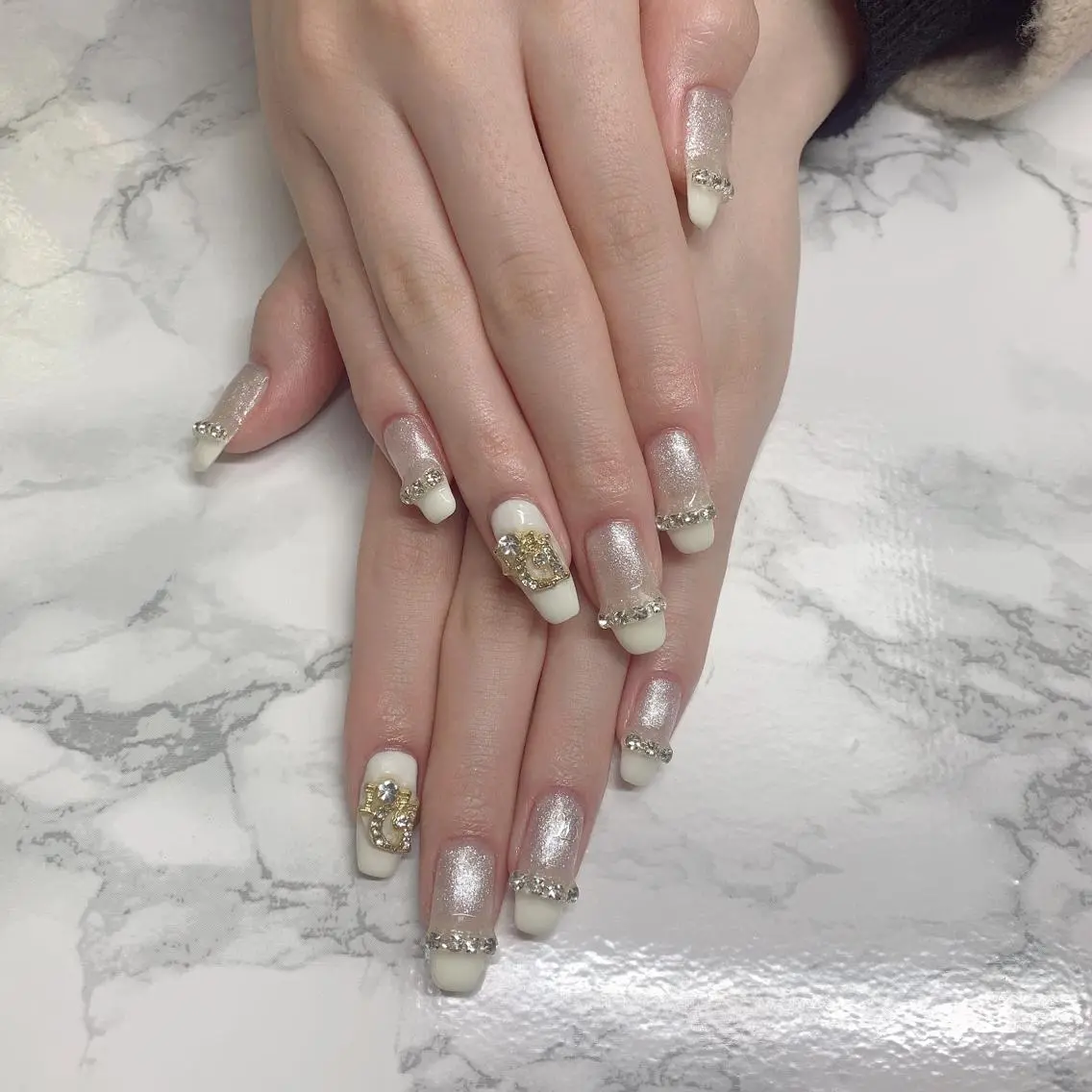 ネイル はな💎ネイル ワンホン、長さ出しのネイルデザイン