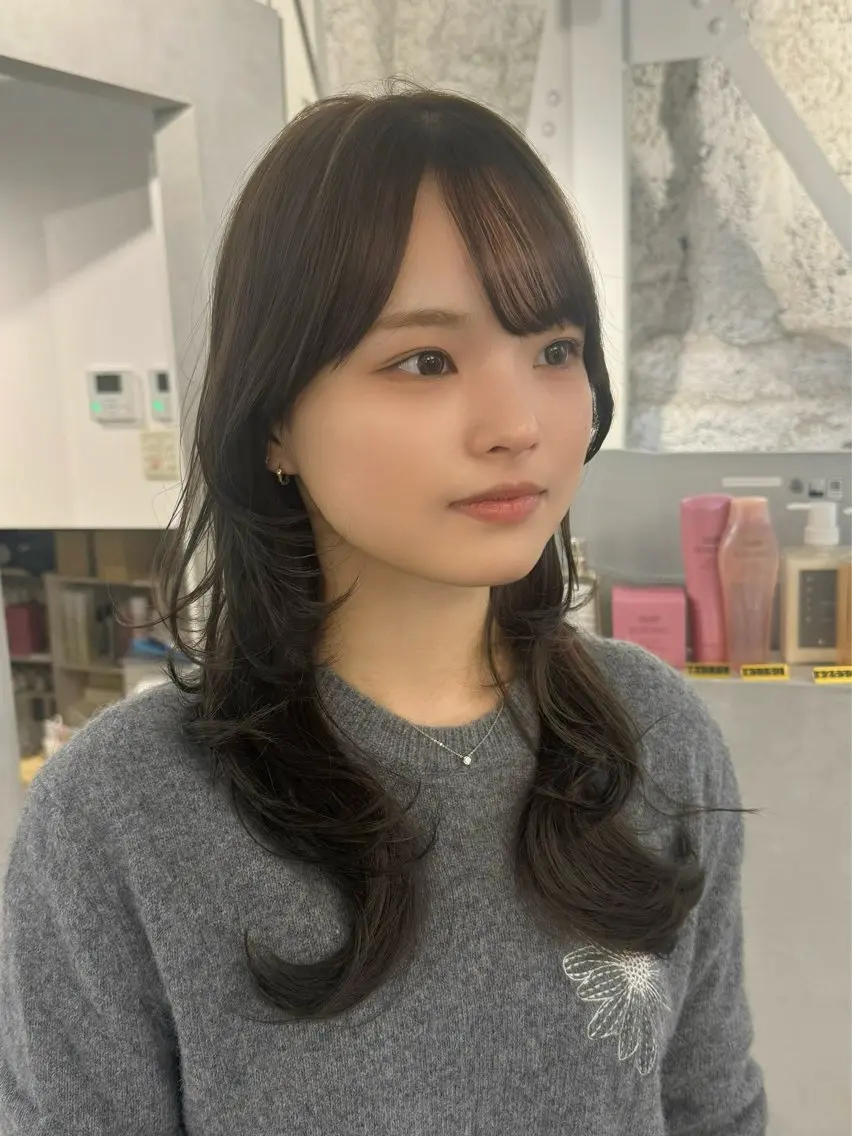セミロング カット ヘアカラー トリートメント 新宿/顔周りカット +レイヤー=しずく♩のヘアスタイル
