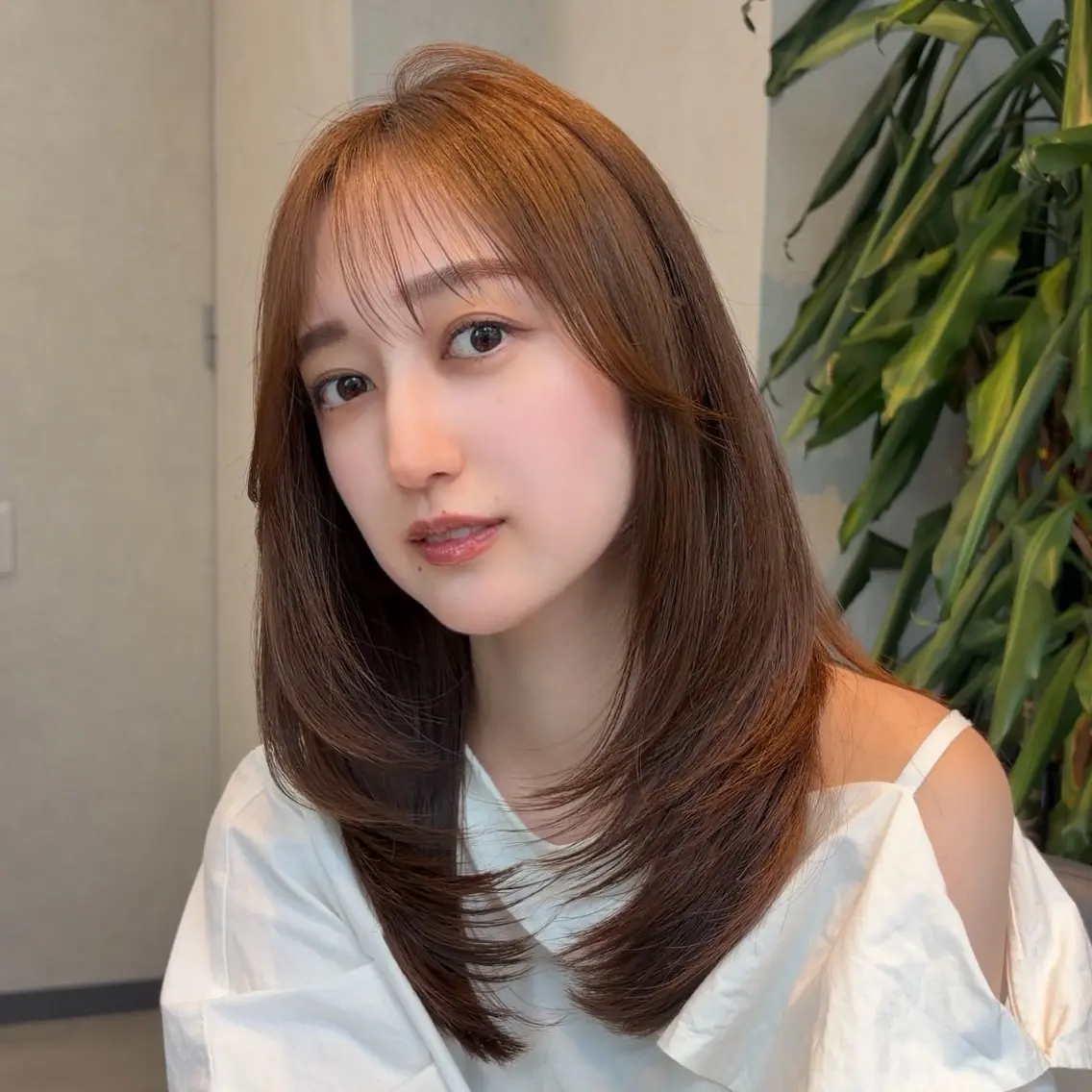 ミディアム カラー カット ヘアカラー 結べるレイヤーカット /カラー/あさかのヘアスタイル