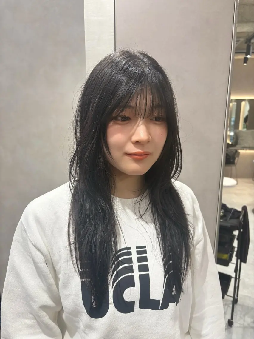 ロング ハッシュカット ハイレイヤー 韓国風ヘア レイヤーカット カット Yuta✂︎ 韓国レイヤー🪽のヘアスタイル