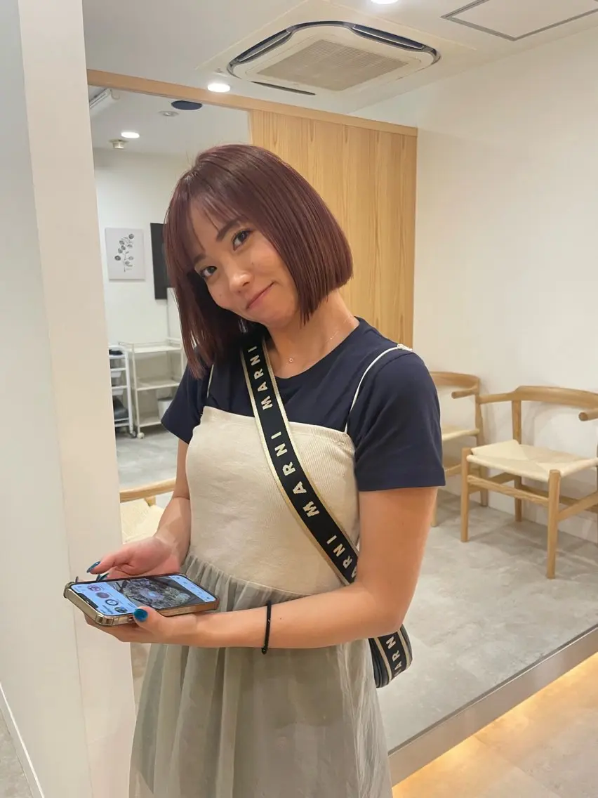 ミディアム カット ヘアカラー トリートメント minatsu 東京の技術を京都でのヘアスタイル