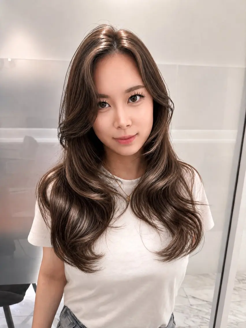 ロング ヘアカラー トリートメント 大人色気レイヤー/ 大阪梅田/ユズ🎀のヘアスタイル