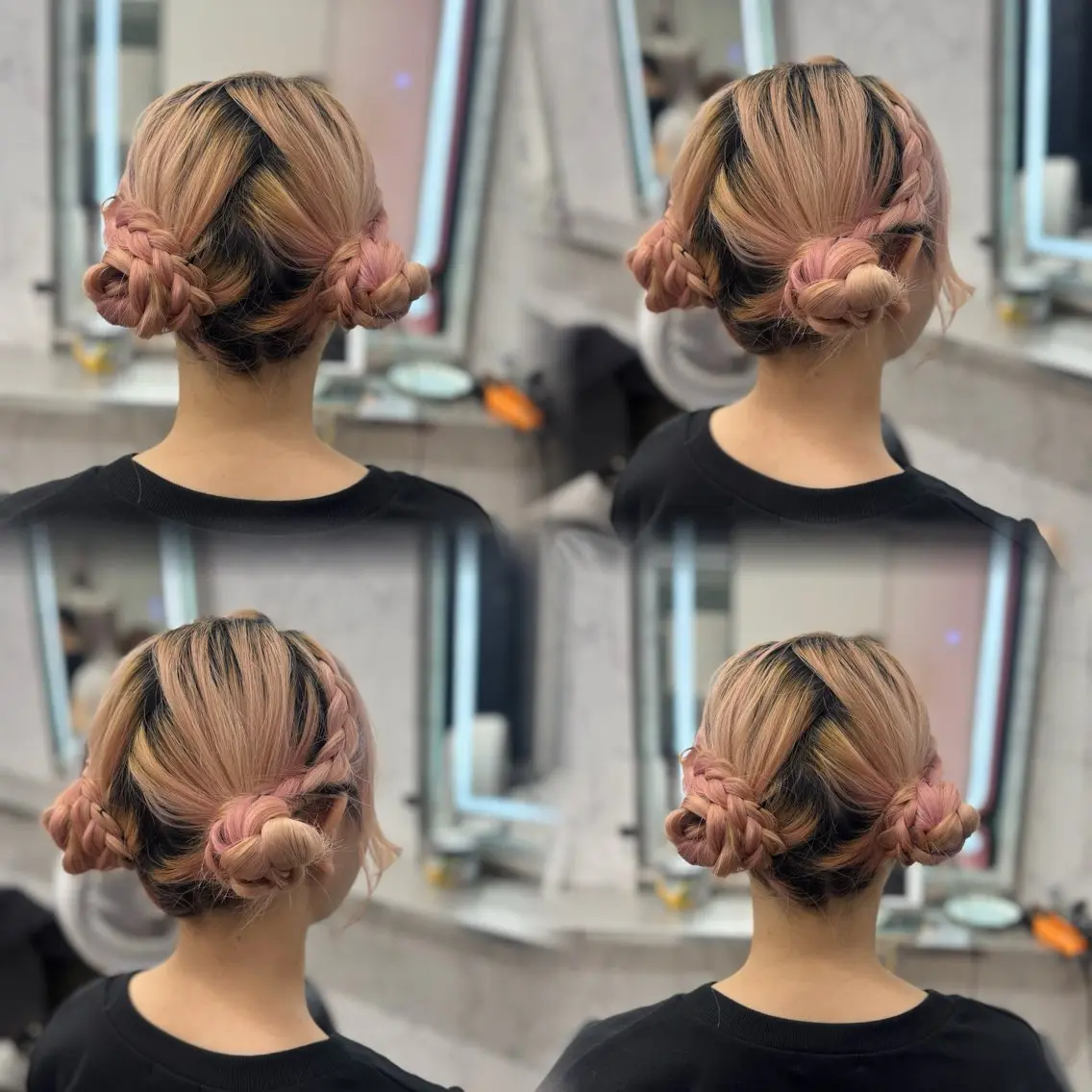 セミロング ヘアアレンジ お団子ヘア ヨシンモリ 韓国風ヘア ヘアセット JPCY MIRIYAのヘアスタイル
