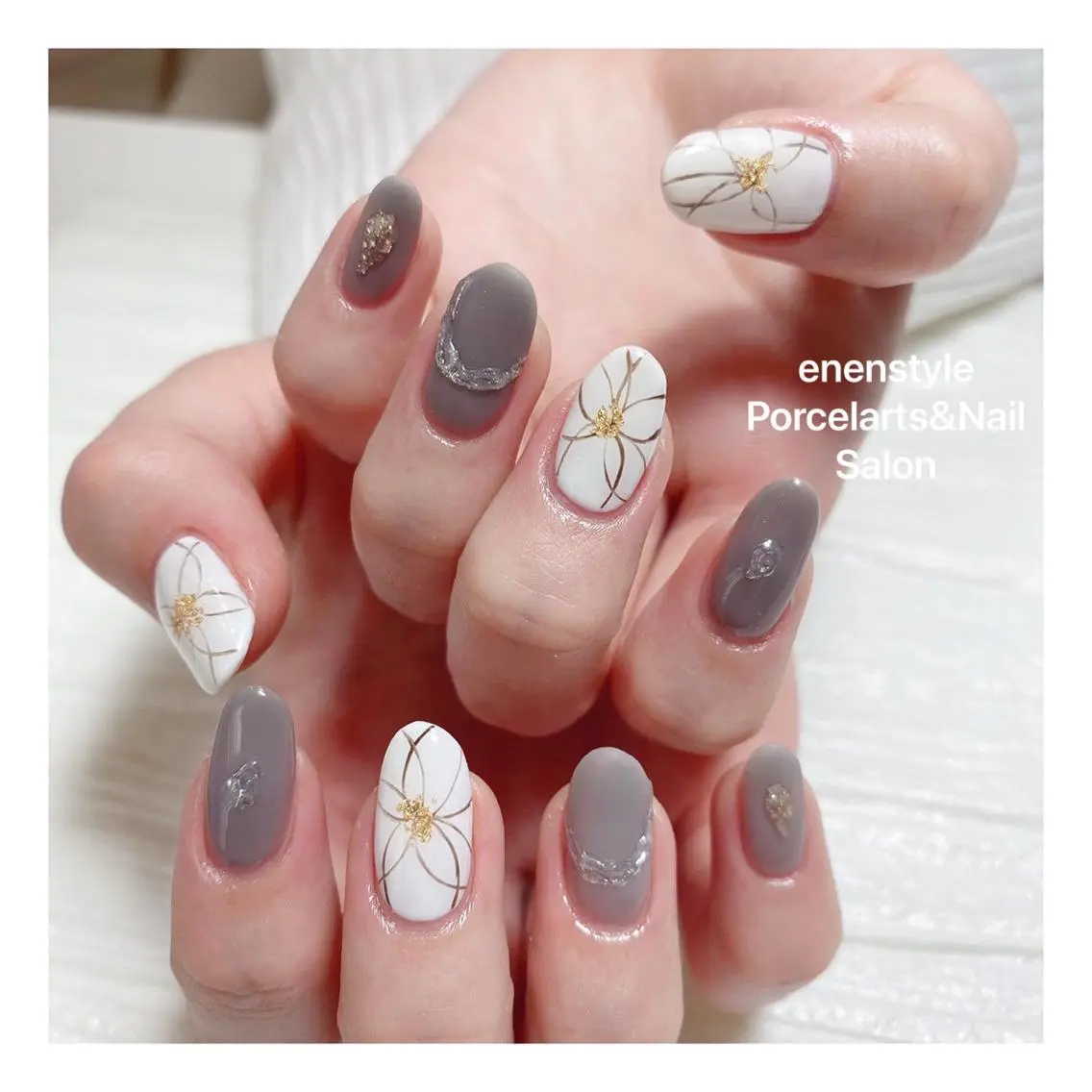 ミディアム ネイル ハンドネイル 🐾enen style 🐾のネイルデザイン