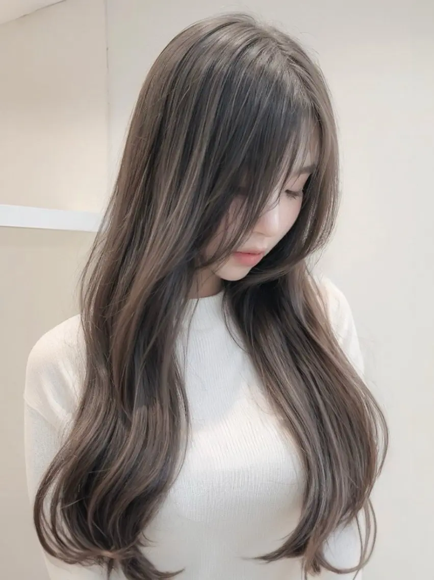 ロング レイヤーカット カット ヘアカラー トリートメント 韓国ヘア/レイヤー/ 前髪/髪質改善/石川のヘアスタイル
