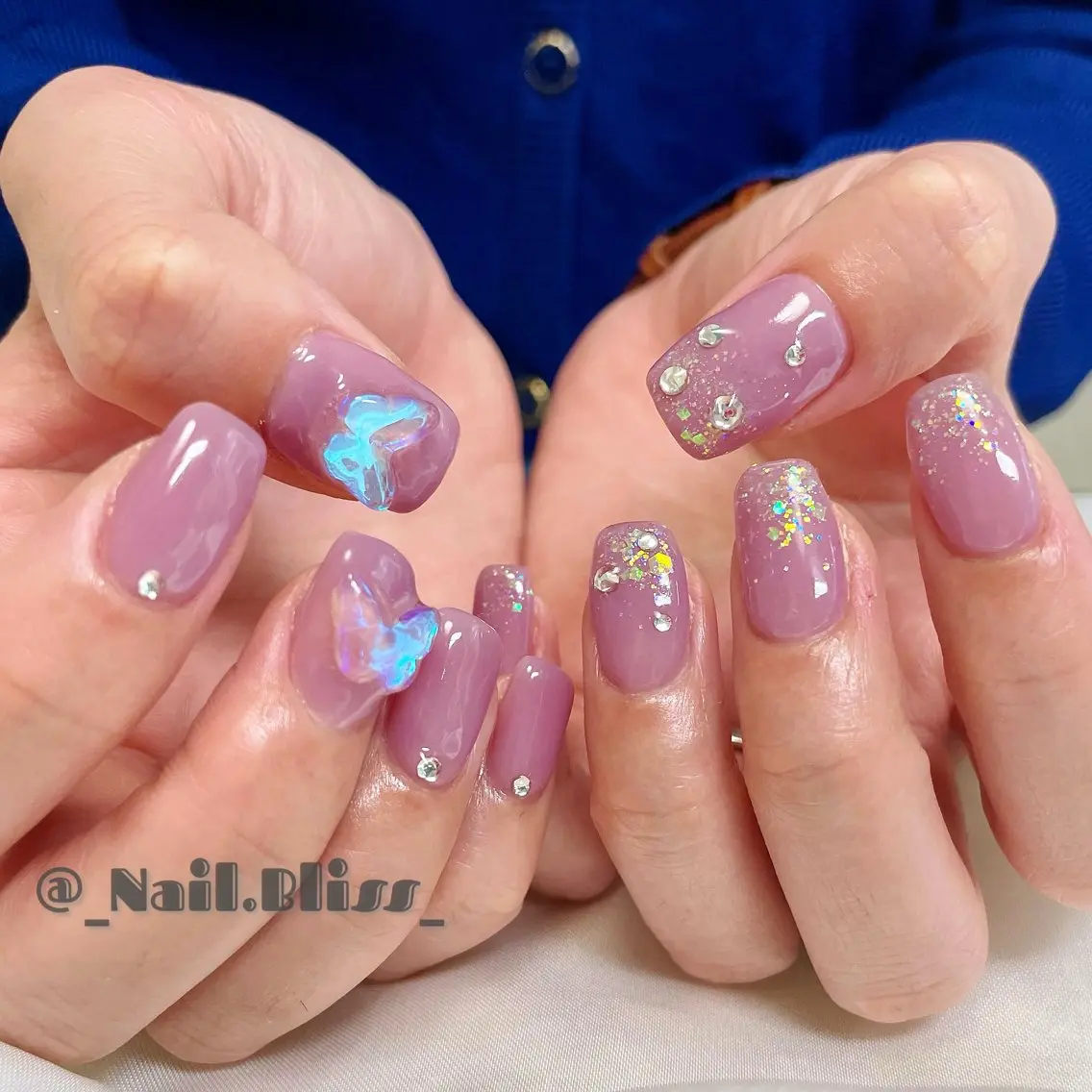 ネイル オーロラネイル パープル ハンドネイル NAIL BLISSのネイルデザイン