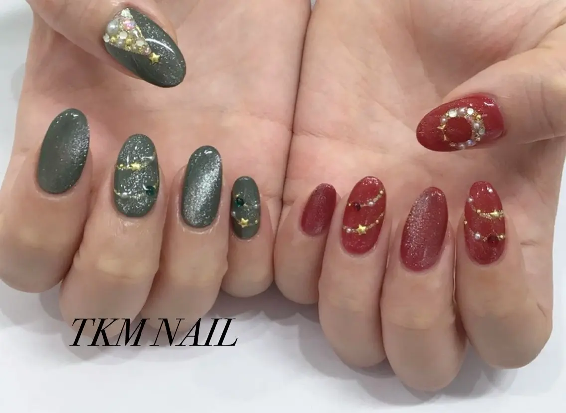 ネイル ゴージャス 冬ネイル クリスマス ハンドネイル フットネイル ______ TKM  NAILのネイルデザイン