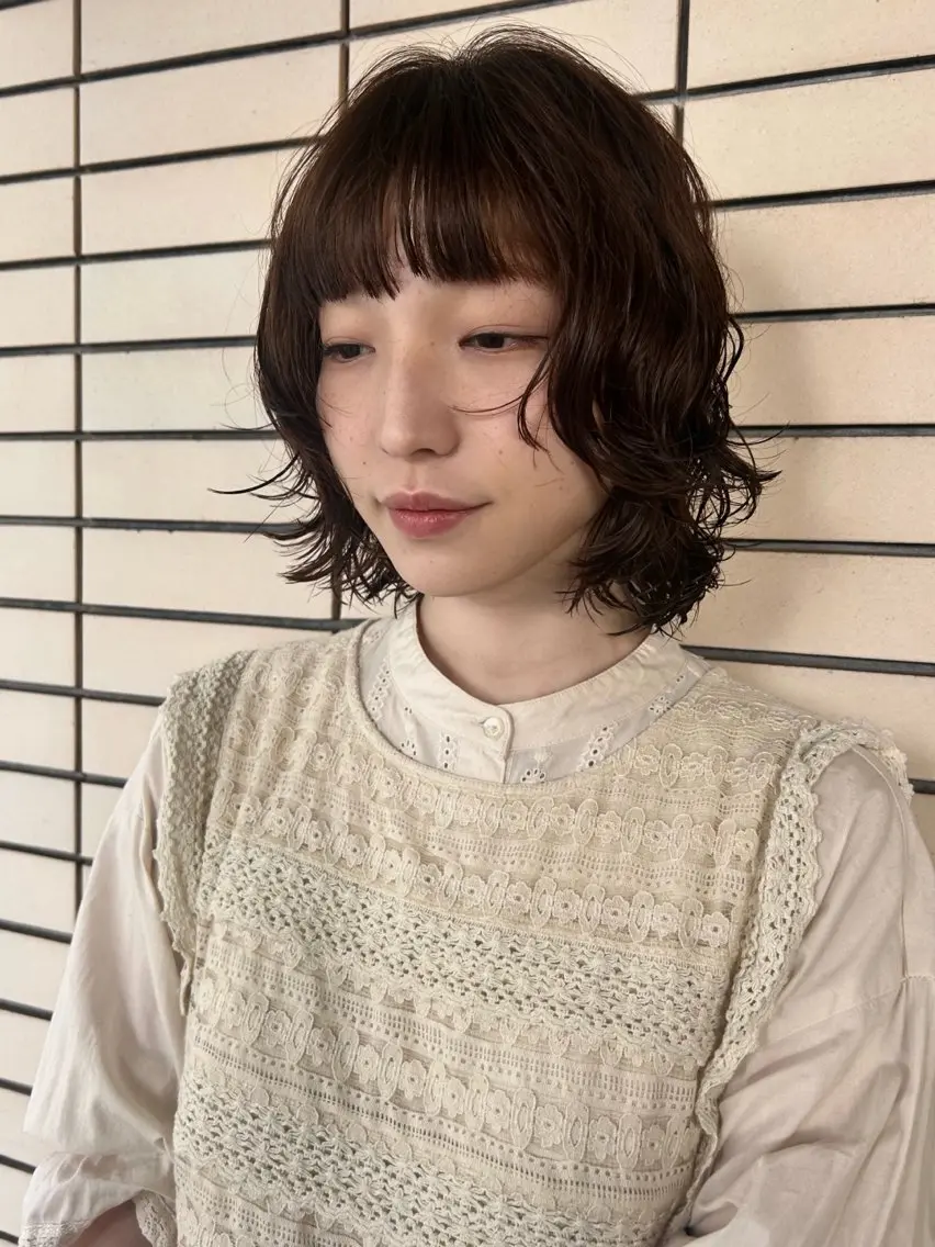 ミディアム パーマ デザインパーマ/ カット/nanaのヘアスタイル