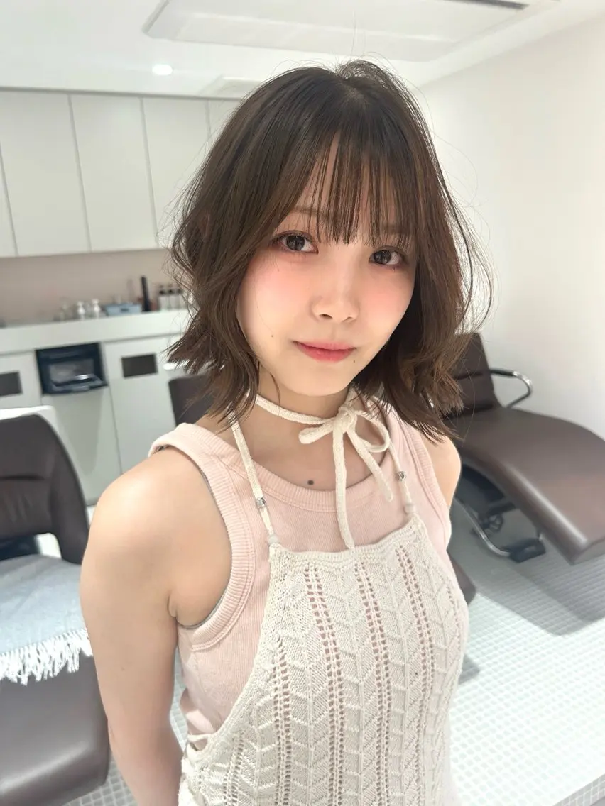 ミディアム ボブ くびれヘア 顔周りカット レイヤーカット れんか/ボブ/パーマ /カット/艶髪のヘアスタイル