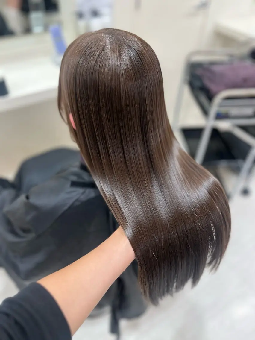 ロング カラー ブラウンカラー マロンブラウン ヘアカラー ヘアセット 大人上品ベージュ 🎀HARUNAのヘアスタイル