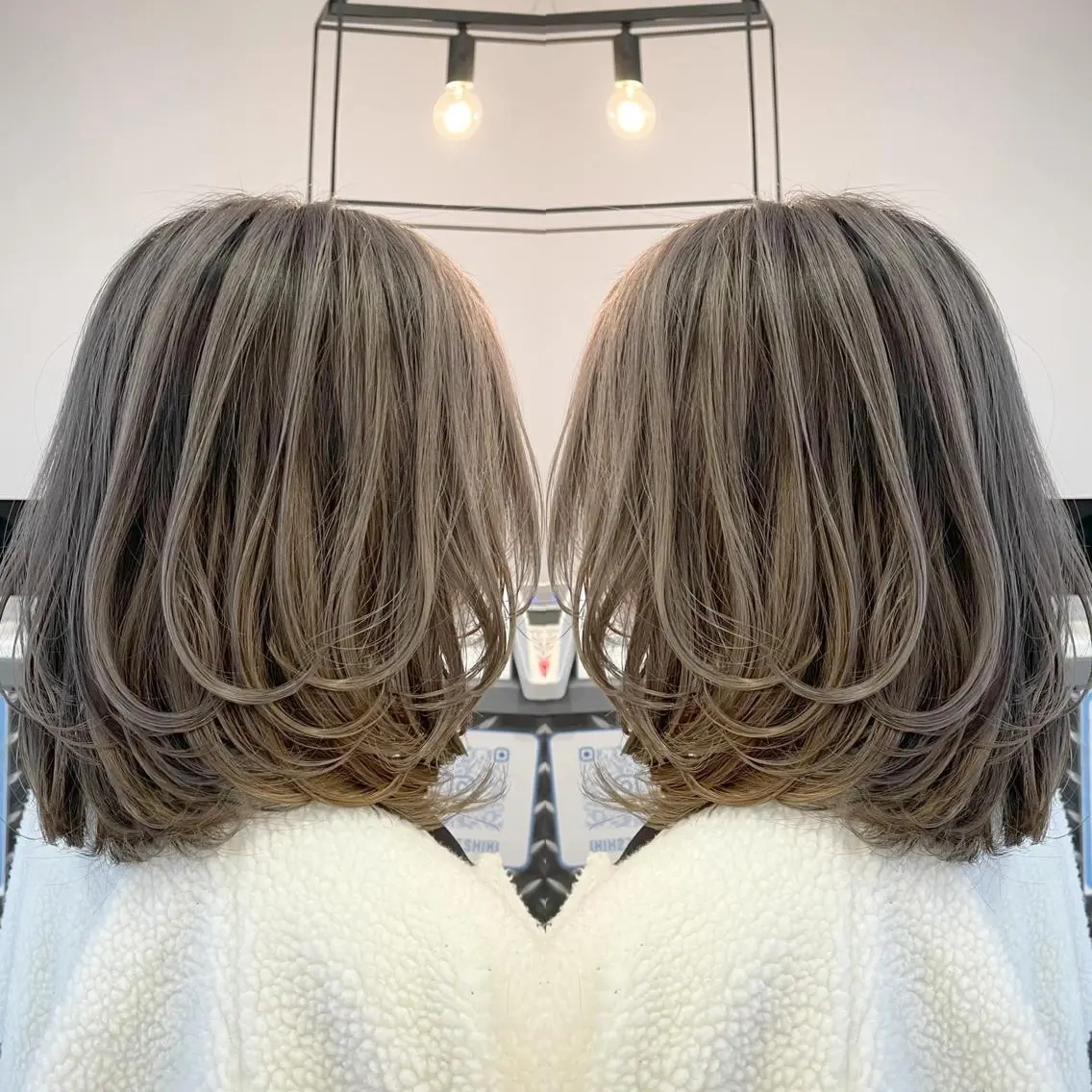 ミディアム カラー ヘアアレンジ バレイヤージュ デザインカラー ハイライトカラー 外国人風カラー ハイライト アンドウ ユウ/ レイヤーカット/韓国のヘアスタイル