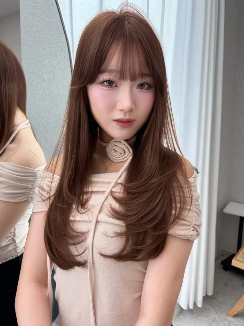 ロング カラー ベージュカラー ブリーチ 透明感カラー グレージュ ブリーチなしカラー カット ヘアカラー トリートメント よしだ はるのヘアスタイル