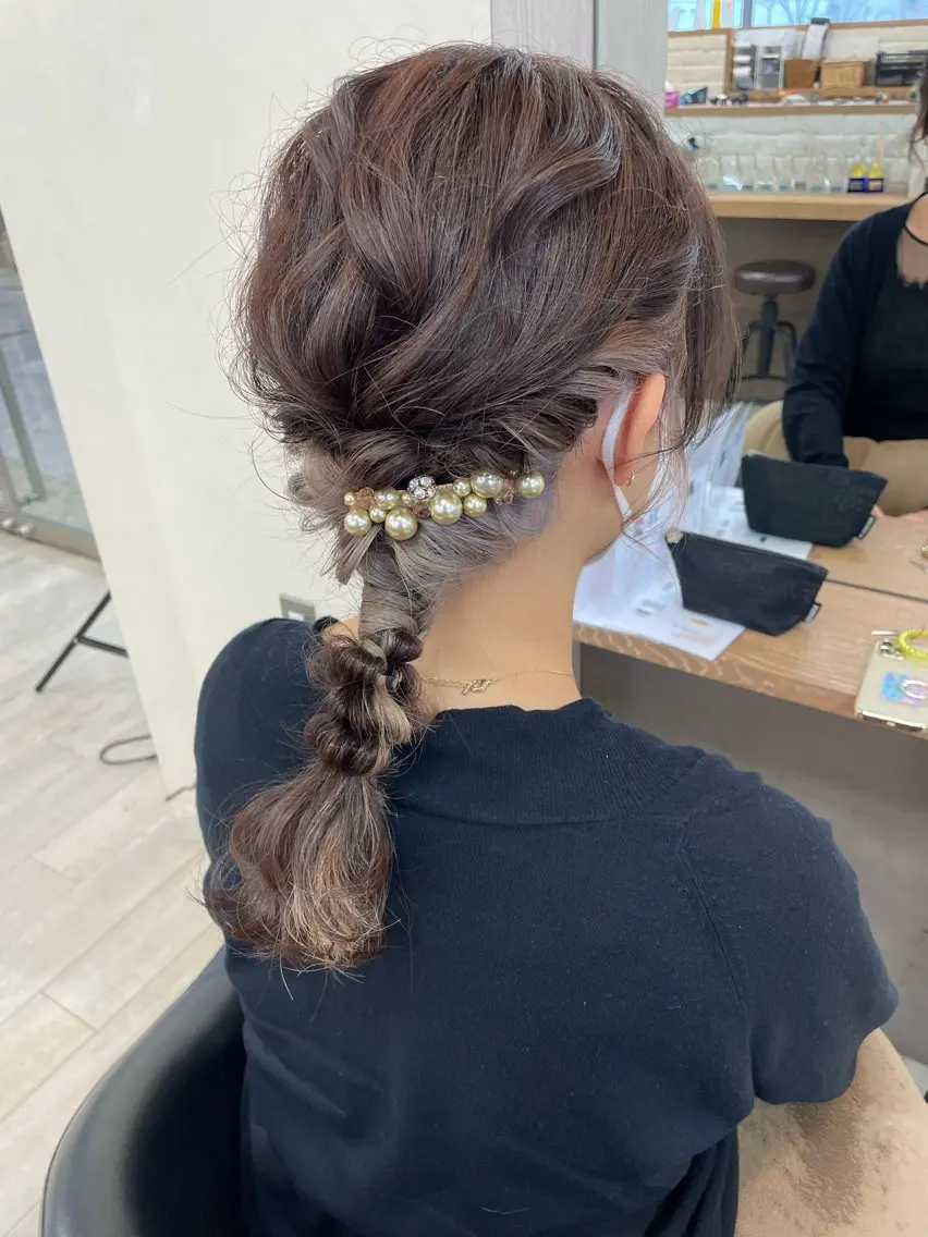 セミロング ヘアアレンジ ヘアセット 立川 奈那子のヘアスタイル