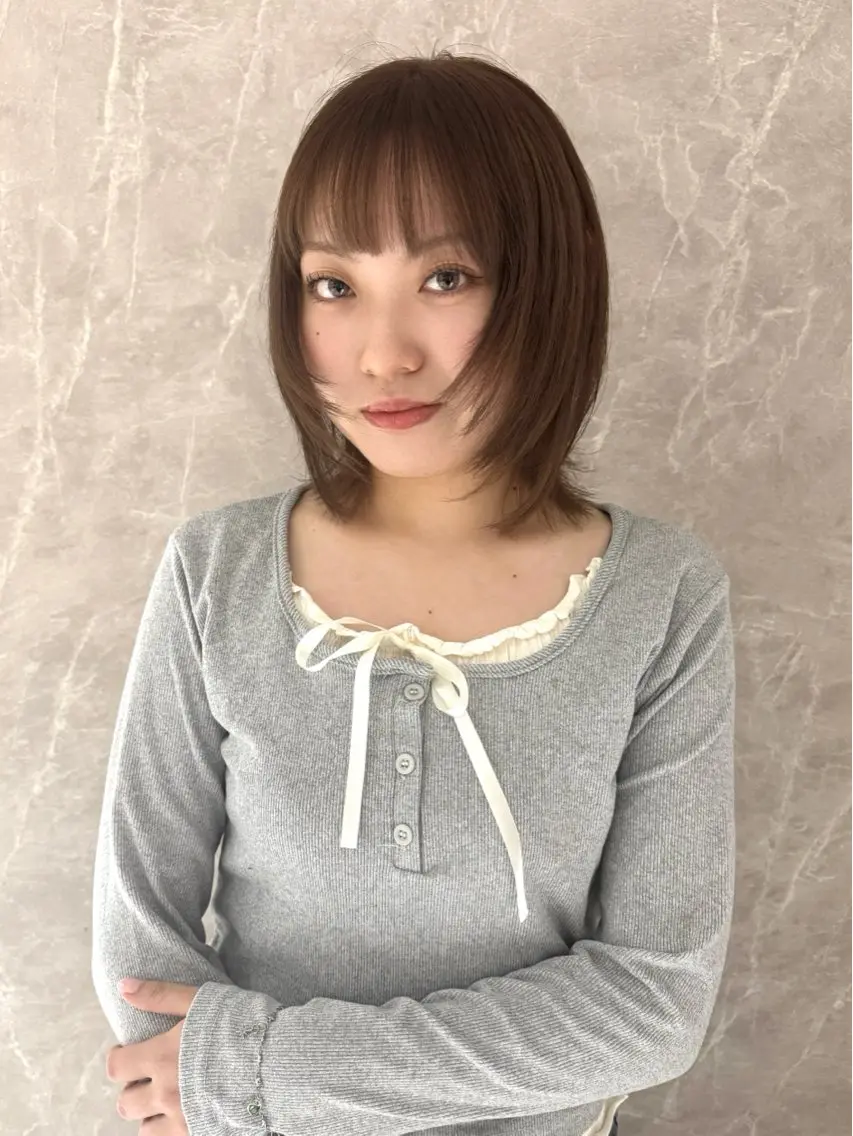 ミディアム カット ヘアカラー トリートメント 髪質改善/ボブ レイヤー/今城愛友花のヘアスタイル