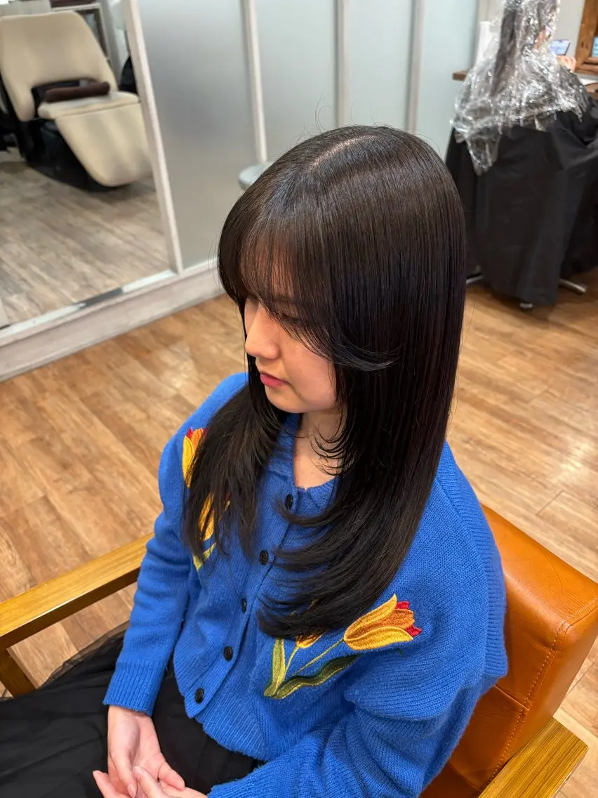 ロング 韓国風ヘア レイヤーカット カット あべ ゆうかのヘアスタイル
