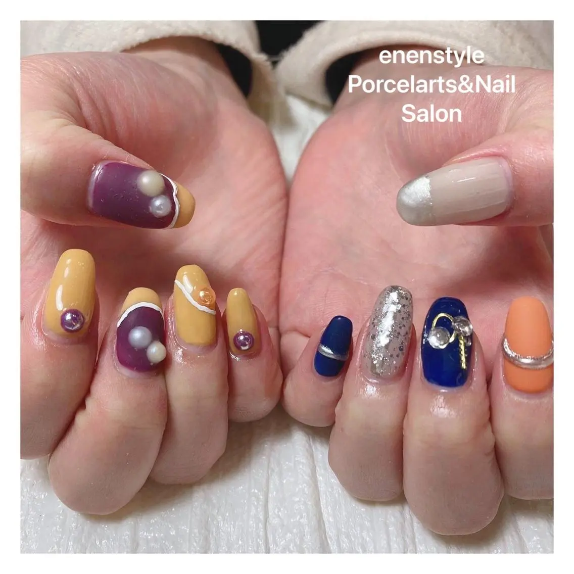 ミディアム ネイル 🐾enen style 🐾のネイルデザイン