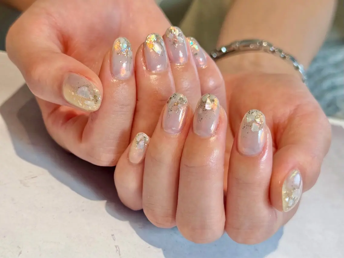 ネイル クリアネイル フラッシュネイル フラッシュマグ フレンチネイル マグネットネイル Luana nailのネイルデザイン