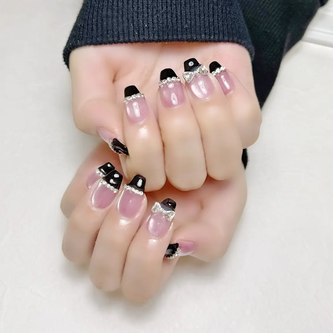 ネイル マグネットネイル オフィスネイル ワンカラーネイル リボン rouse nail RISATOのネイルデザイン