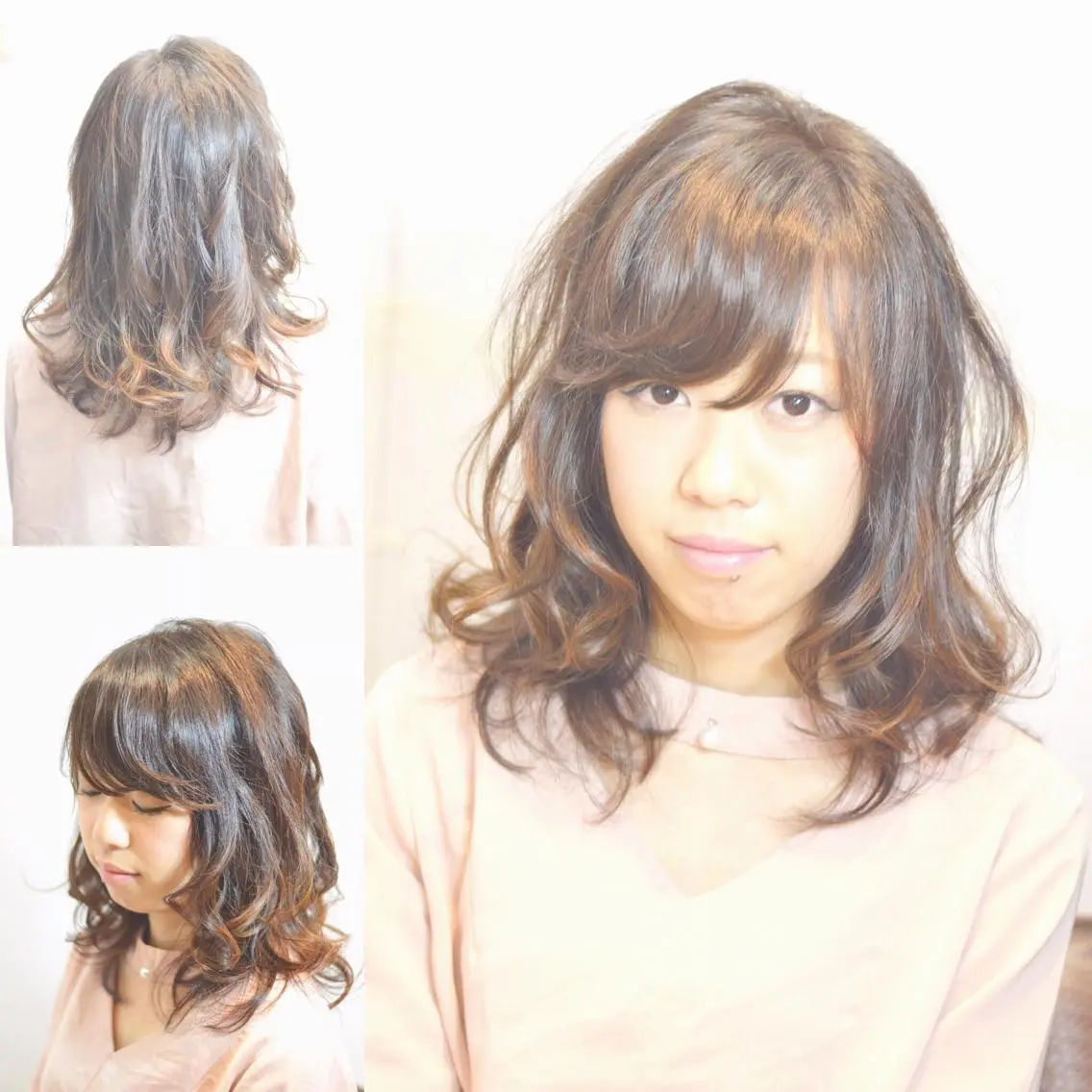 ミディアム カラー パーマ 大木 拓瑞のヘアスタイル