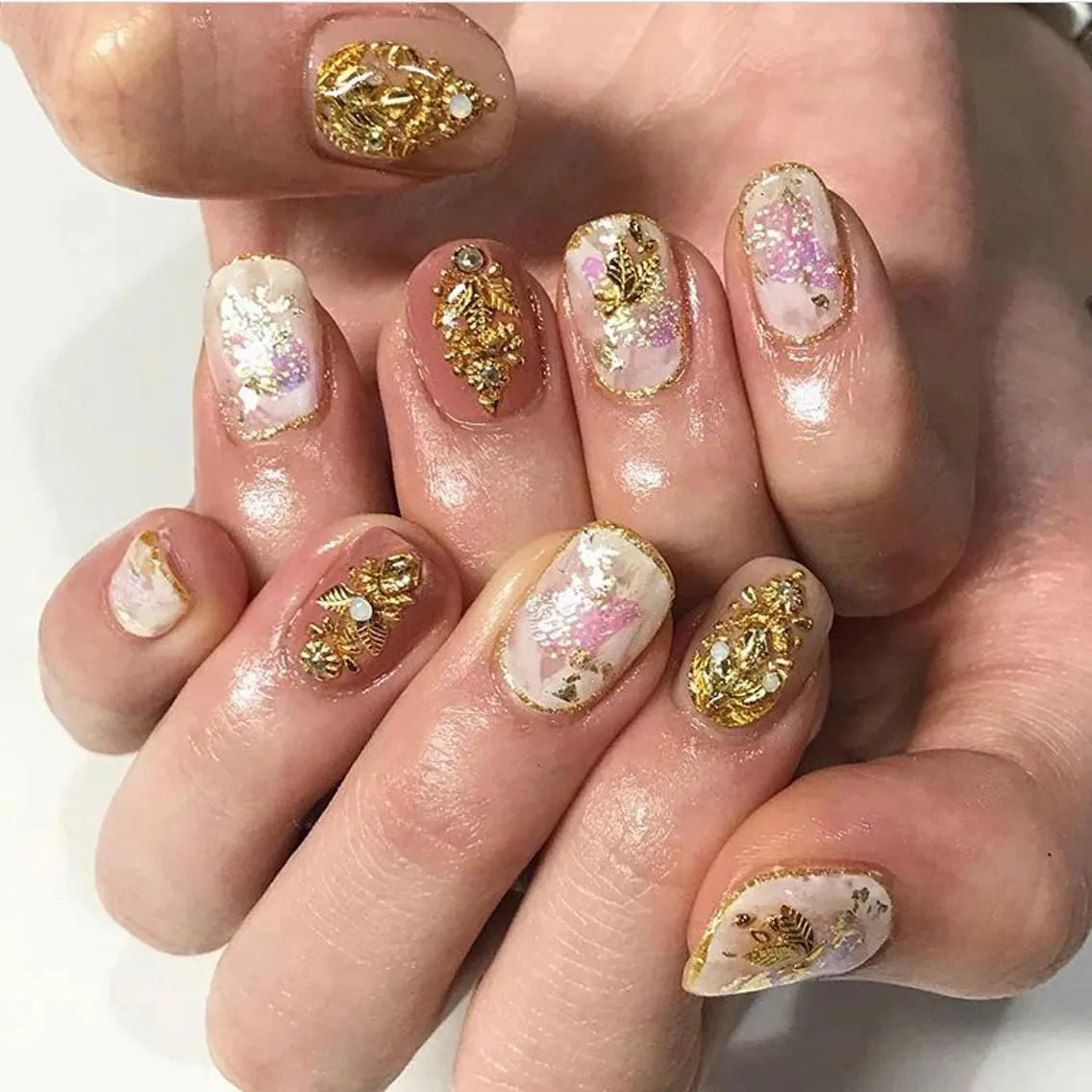 ネイル 渋谷／チップ長さ出し 👑アプレgel-xのネイルデザイン