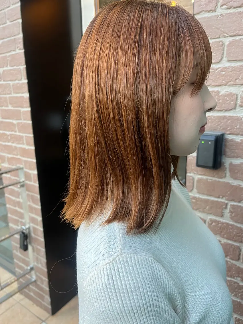 セミロング カラー パーマ カット 久木原 ゆりのヘアスタイル