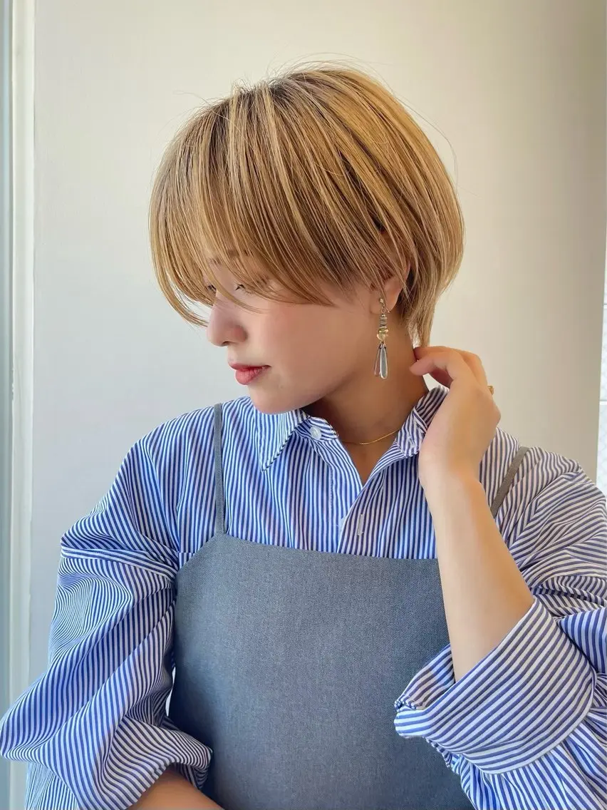 ショート 丸みショート イエローカラー 韓国風ヘア ショートヘア カット ヘアカラー トリートメント ショート・ボブ特化 mahoのその他イメージ