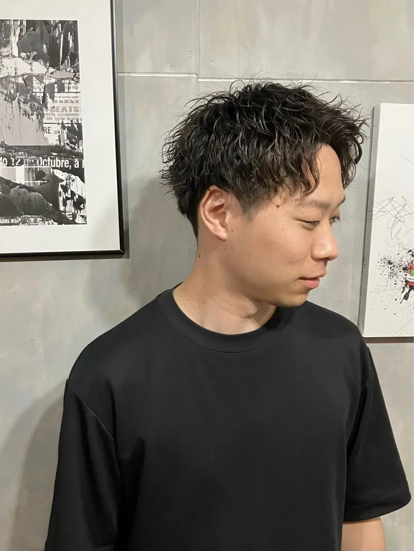 ショート パーマ メンズ マッシュ メンズパーマ ツイストスパイラルパーマ ツーブロック ショートヘア カット パーマ 🟦西荻窪メンズ特化 美容師🟦Yu-Jiのヘアスタイル