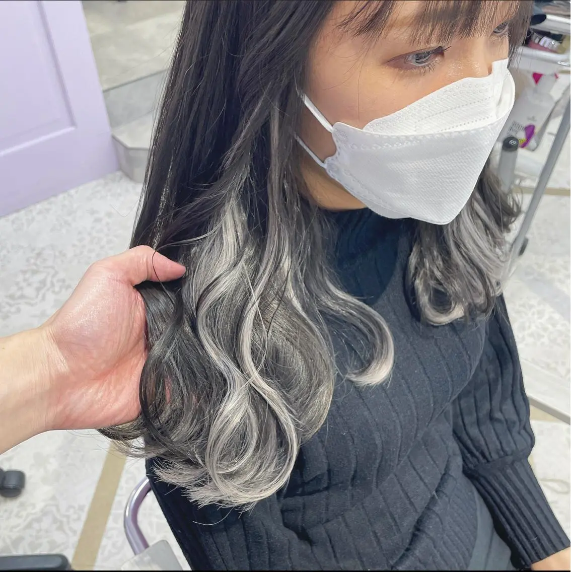 セミロング エクステ カット エクステ ブリーチ&エクステ 🥀ケアカラー特化のヘアスタイル